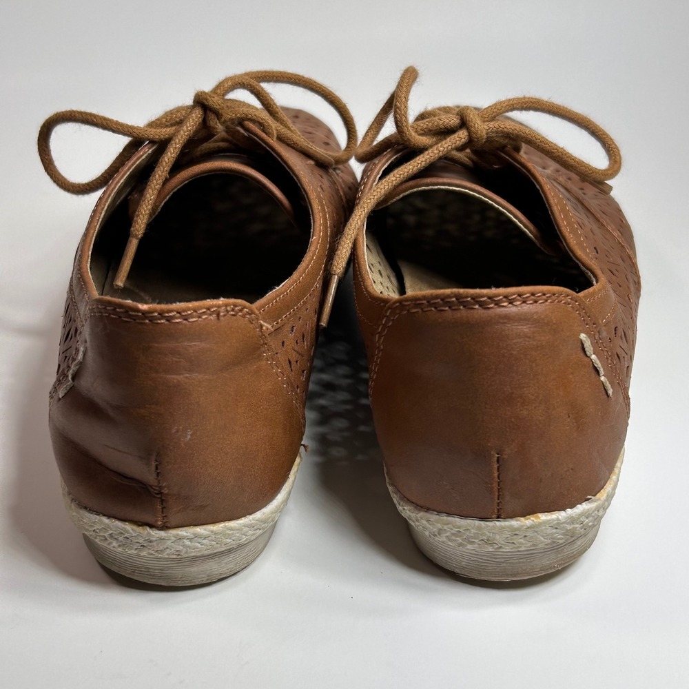 Earth Spirit Gelron Brown Laser Cut Perforated Lace Up Oxfords Womens 8 - Picture 7 of 14